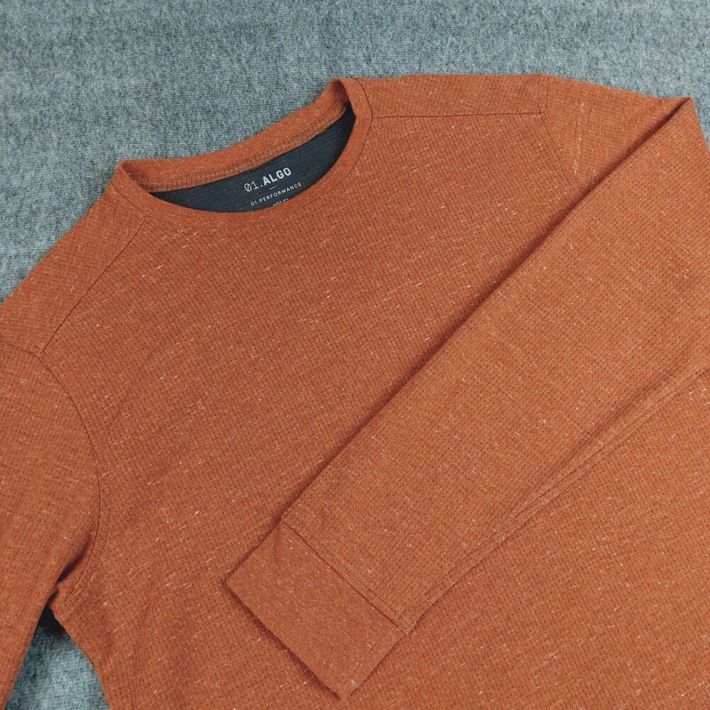 01. Algo Performance Shirt Mens Large Rust Orange Long Sleeve Quick Dry UPF 50+
